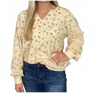 NEW EASEL floral thermal top in oatmeal